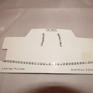 Choker And Earring Set Silver Tone